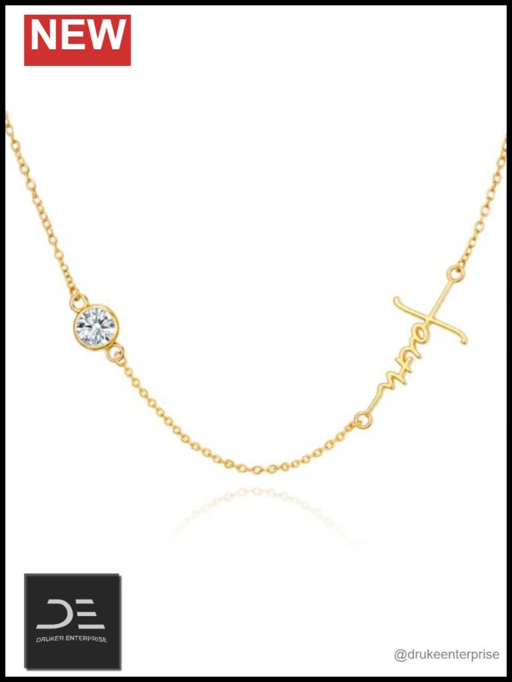 Faith Cross Necklace for Women 14K Gold Plated Sideways Birthstone Jewelry